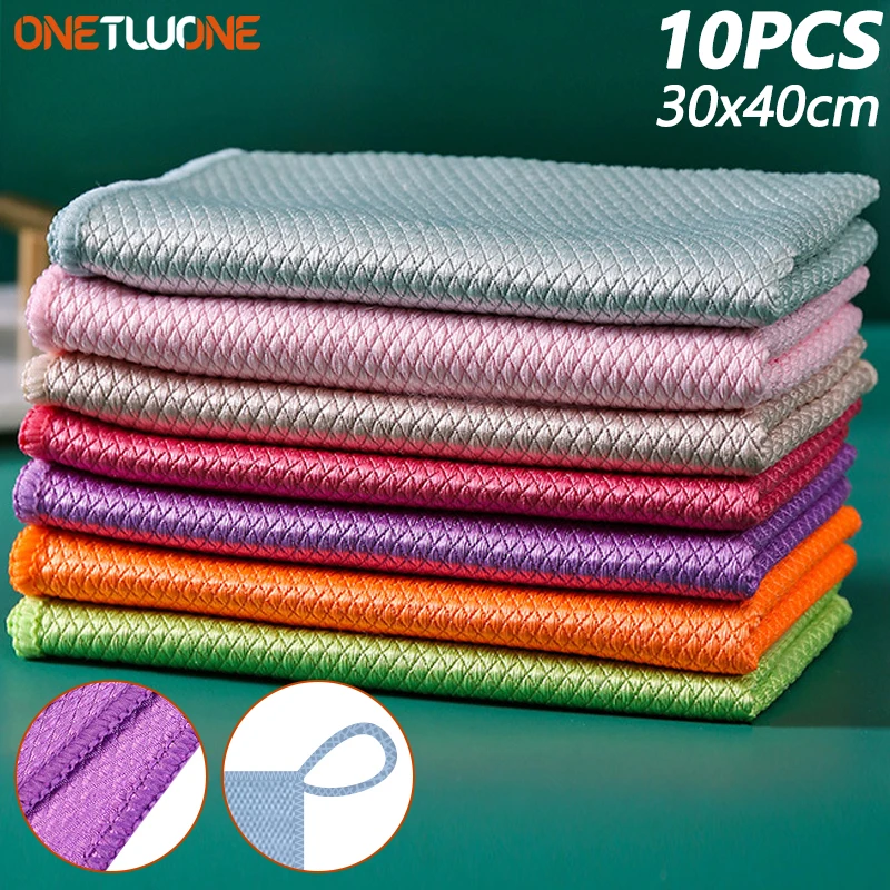 1/2/5/10Pcs Magic Cleaning Glass Cloth No Trace Reusable Microfiber Cleaning Cloth for Kitchen Dishes Mirro Windows Glass Towels