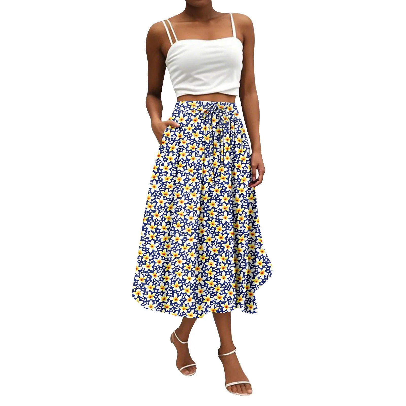 

Summer Skirt New Women'S Skirt Bohemian Flower Long Skirt Solid Color Casual Temperament With Pockets Skirt 2025 Trend