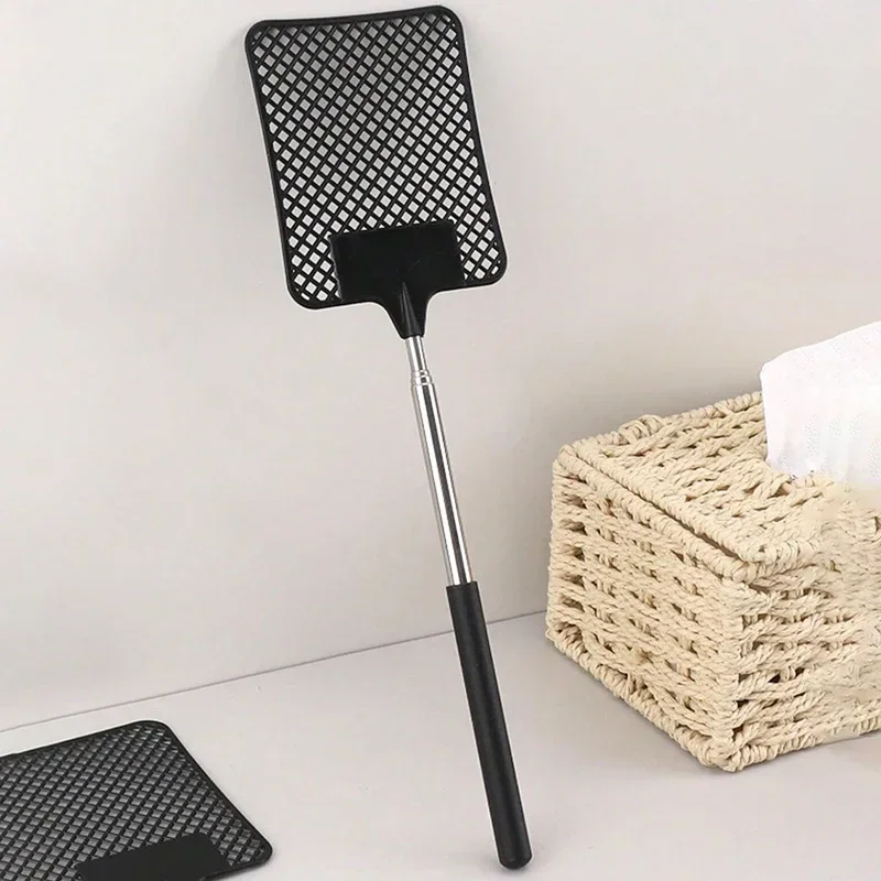 1 Pack Of Black Creative Fly Swatter Mosquito Swatter Stainless Steel Expansion Design Fly Repellent Supplies