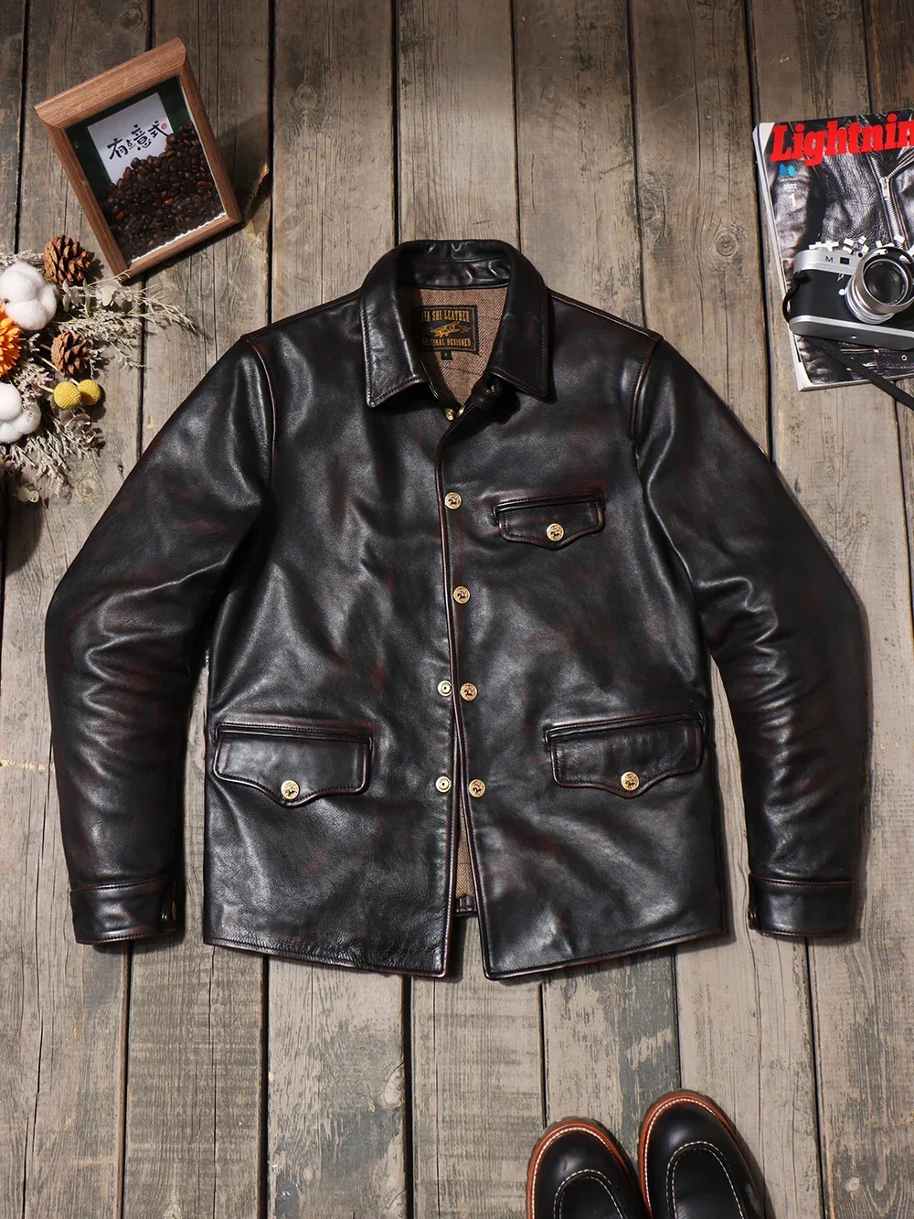 

Tailor Brando, полностью зернистые тапочки из конской кожи растительного дубления, потертые, из состаренного чая, мужские винтажные тапочки из натуральной кожи с лацканами