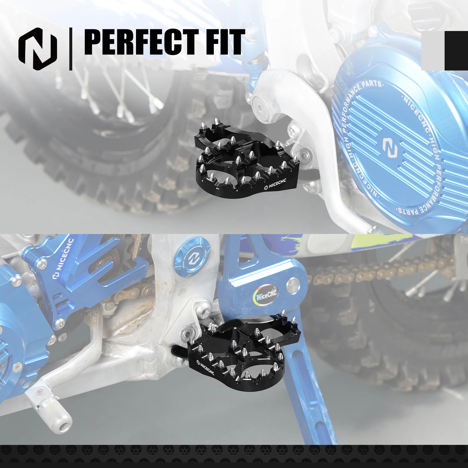 NICECNC für Yamaha YZ250 1998–2023, geschmiedete Motorrad-Fußrasten, Fußstützen für Yamaha YZ125 1997–2023, YZ250F, YZ450F, Aluminium – Detail 6