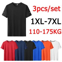 Camiseta deportiva de verano para hombre, camisetas de secado rápido de talla grande 6XL/7XL, camiseta de manga corta con cuello redondo de gran tamaño para Fitness y correr, 3 uds.