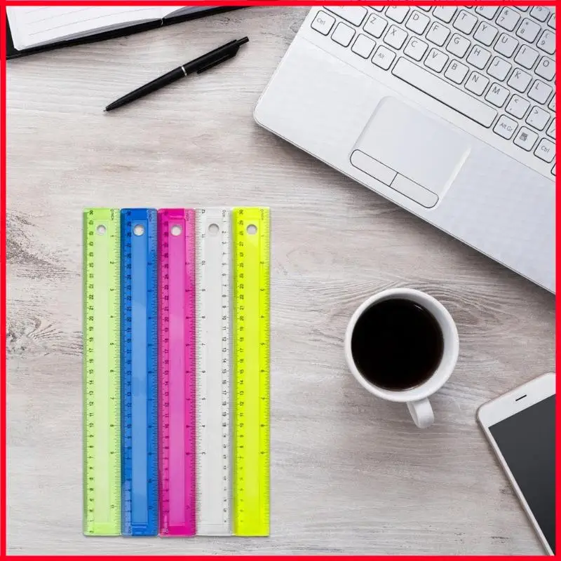 

4Pcs 12Inch Colored Clear Ruler Math Drawing Ruler with Inches Centimeters Scale