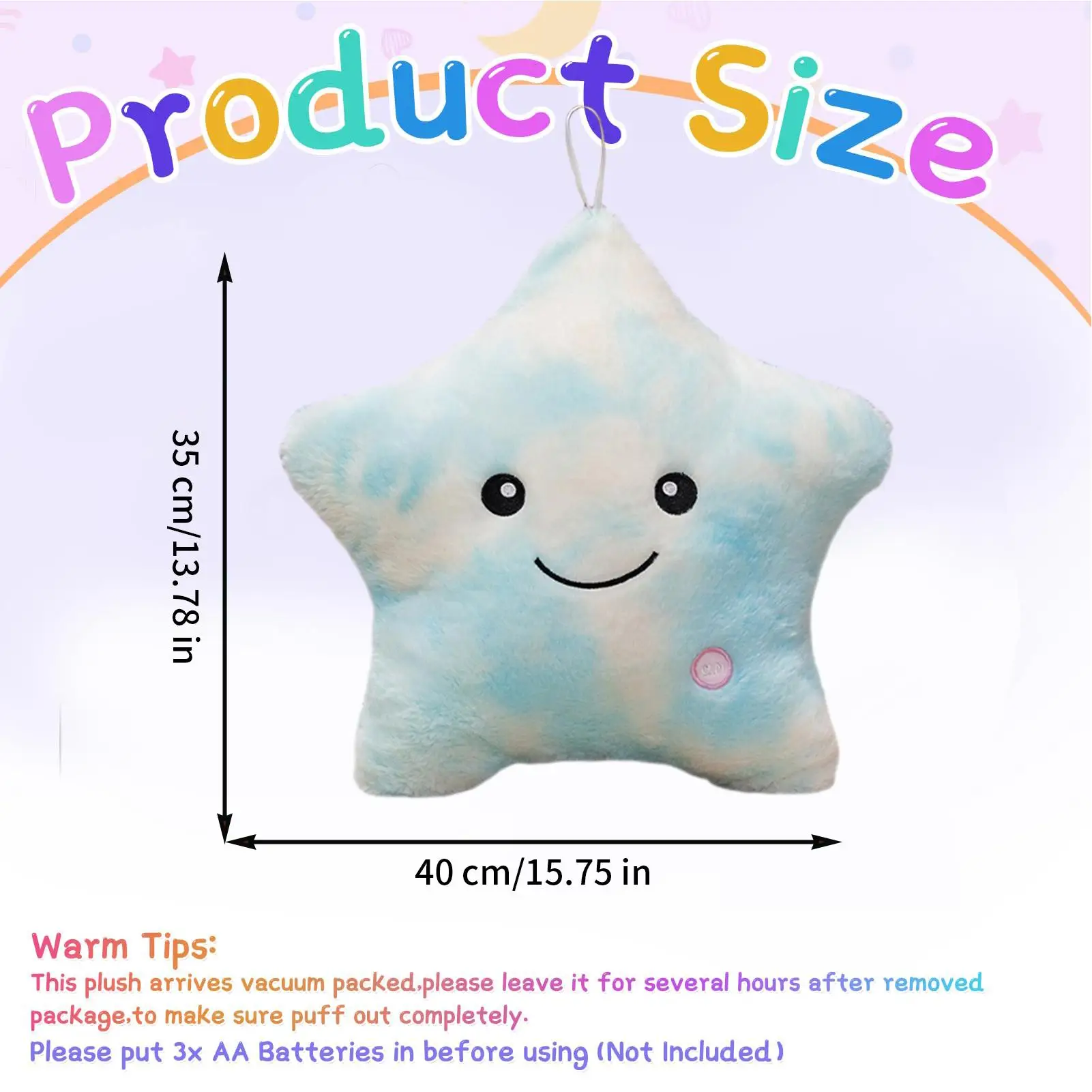 Light Up Plush Star Pillow Decorative Star Plush Sofa Decor 16 Inch Colorful Calming Toy Sleeping Companion for Kids Girls Couch