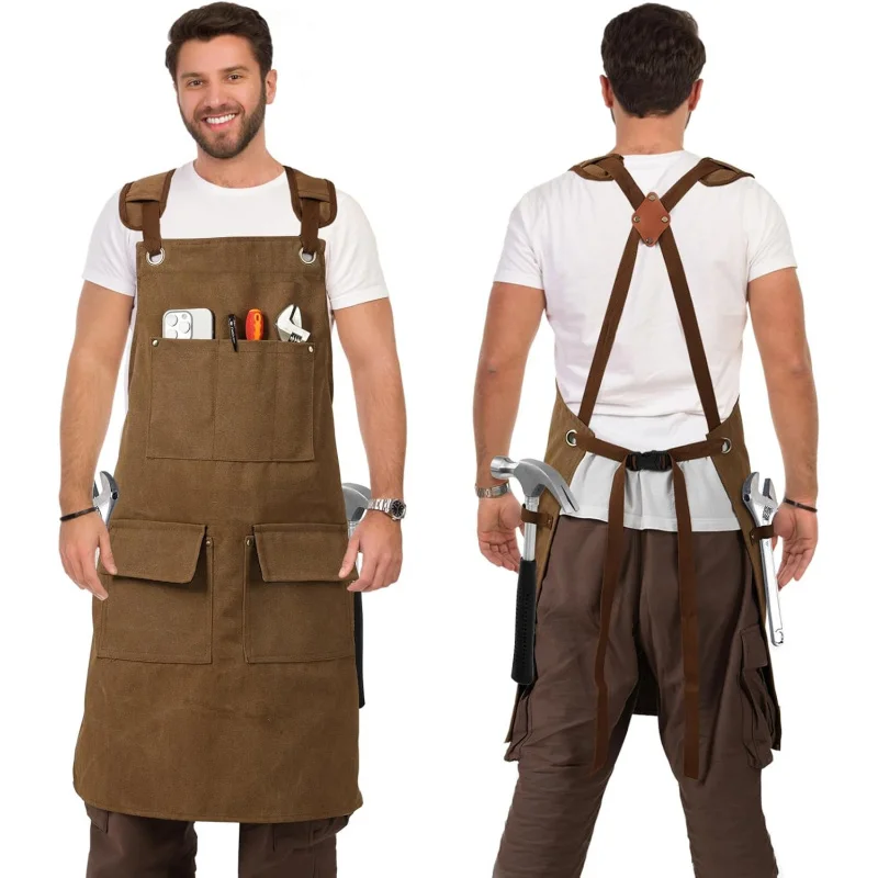 

Woodworking Apron for Men Shop Apron Thick Canvas Work Apron with Tool Pockets