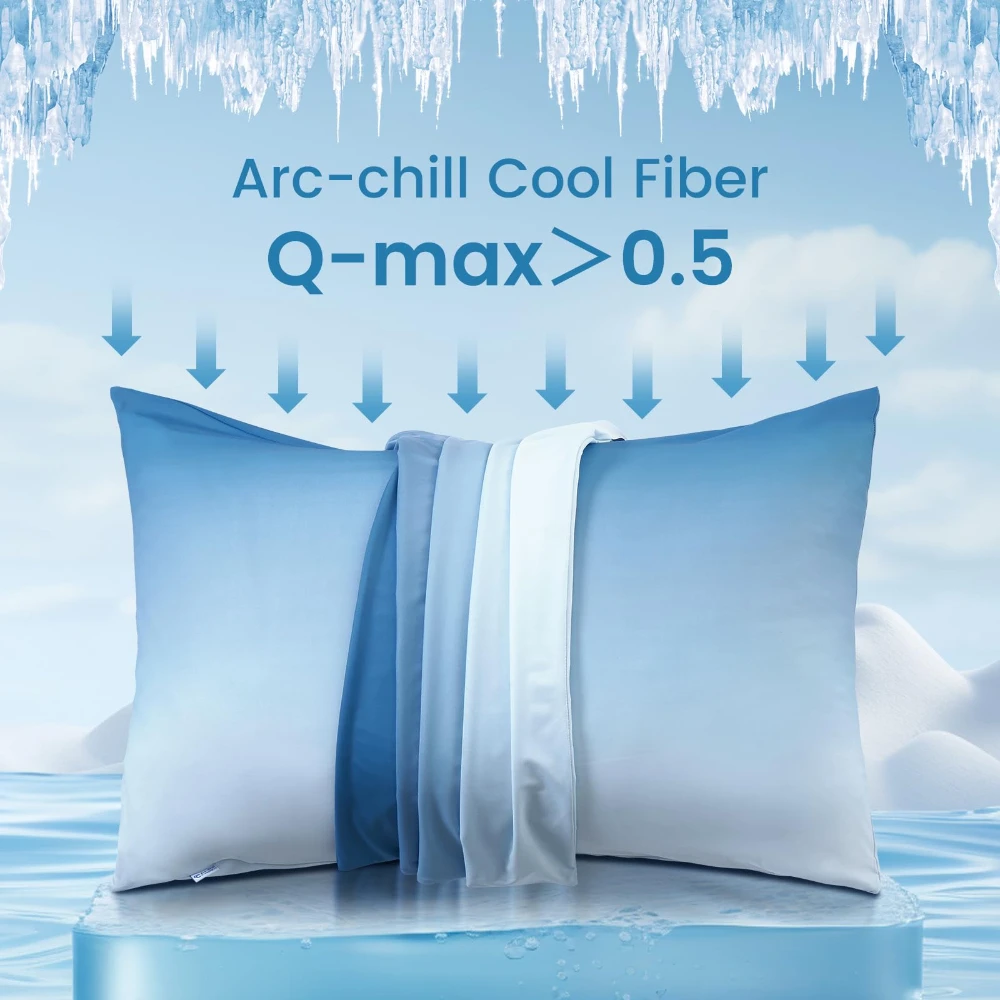 Cooling Pillow Cases Set of 2 Pillowcases Fit Standard Protecting Hair & Skin, Gifts for Women & Men, Hot Sleeper, Night Sweat