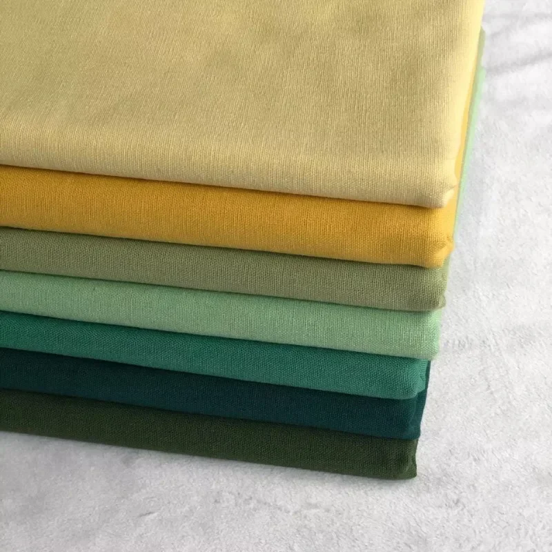 Summer Soft Linen Cotton Fabric Textile Viscose By The Meters for Clothes Shirt Dress Sewing Thin Cloth Breathable Green Blue