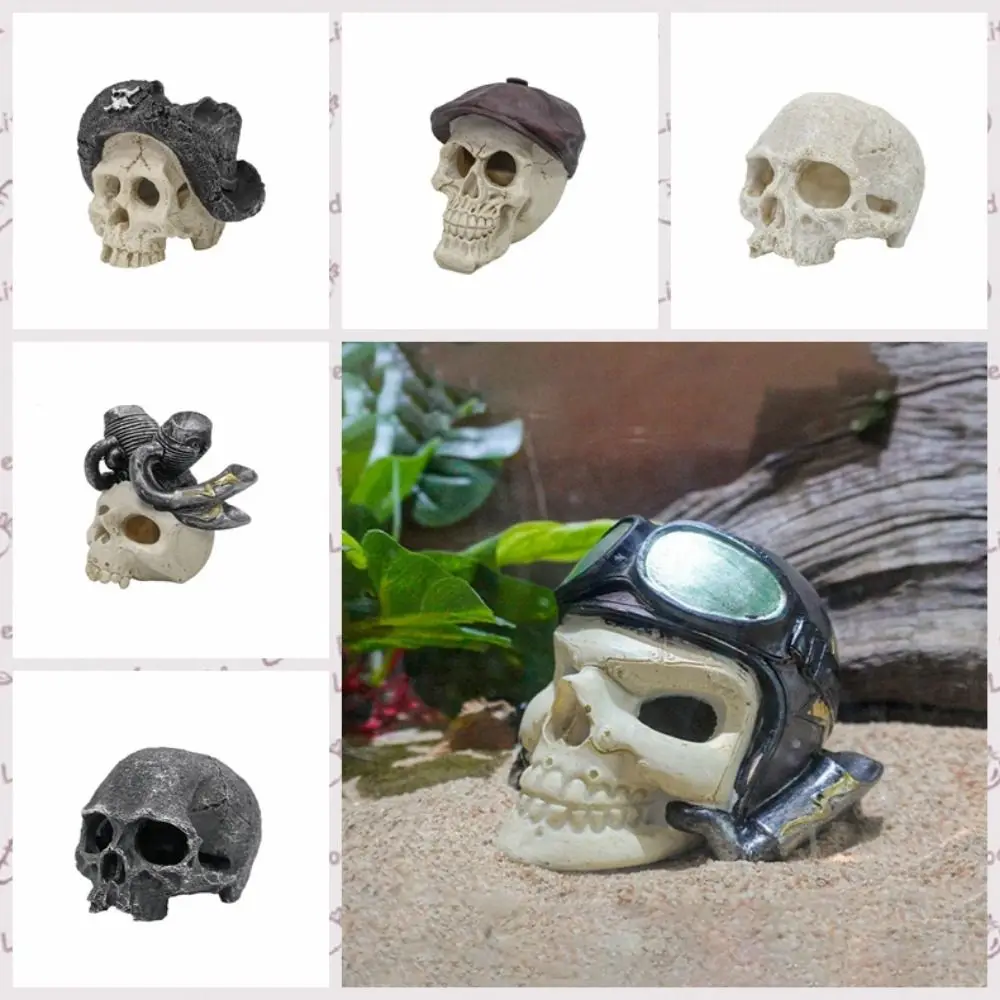 Funny Decorative Skull Head Ornament Simulation Resin Head Bone Model Realistic Skull Head Statue Landscape