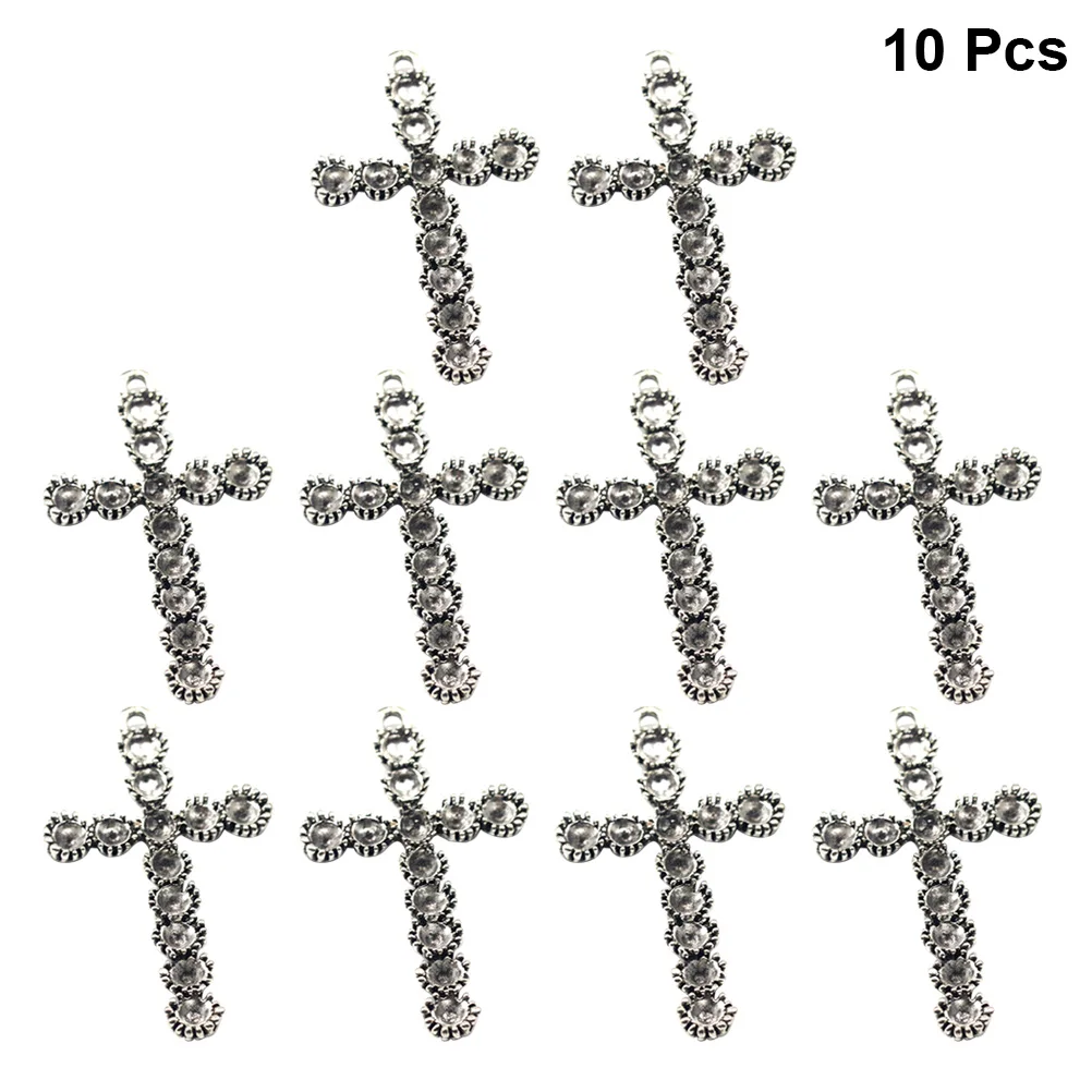 

10pcs Cross Shape Pendants Alloy Charms DIY Jewelry Making Accessory for Necklace Crafts ( Silver)