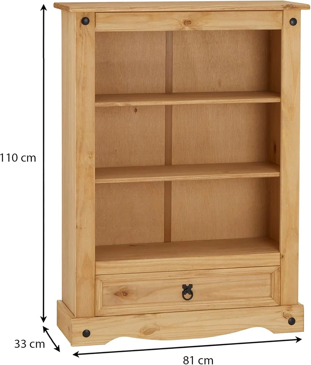 ملكي السالسا Bücherschrank Bücherregal Mexiko-Stil، كيفر ماسيف مهز، gewachst، 1 Schublade