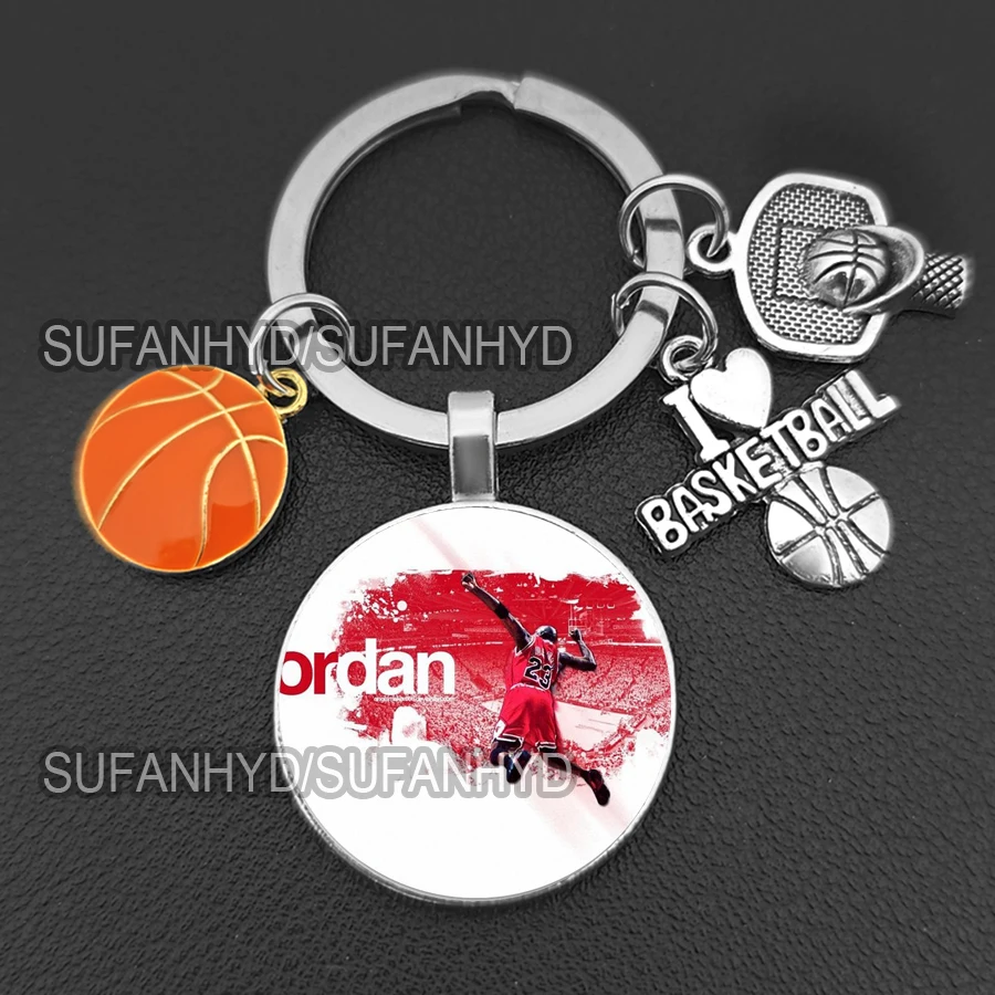 I Love Basketball Keychain House No.23 Jersey Keychains Purse Bag Sports Star Key Holder for Man