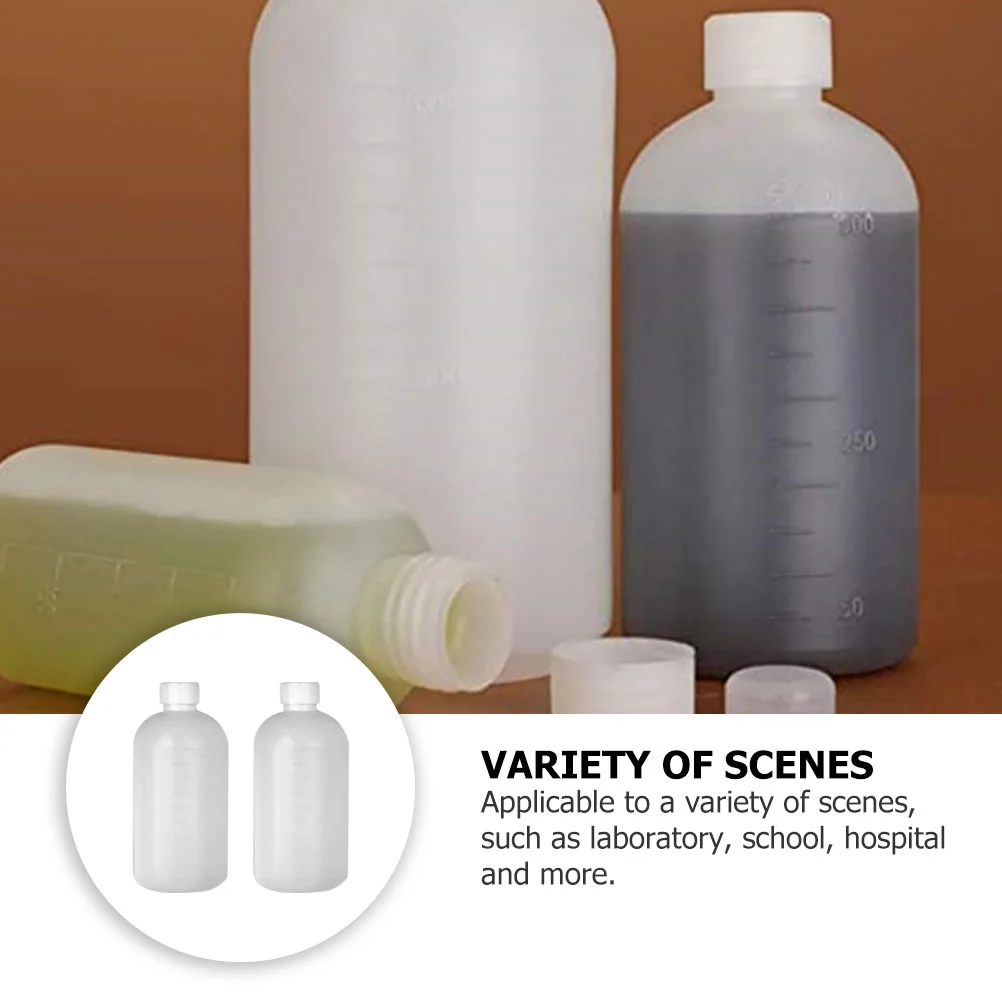 2 Pcs Reagent Bottle Pill Vial Narrow Mouth Plastic Liquid Sealing Container High Grade Hdpe Polyethylene 500ml Storage