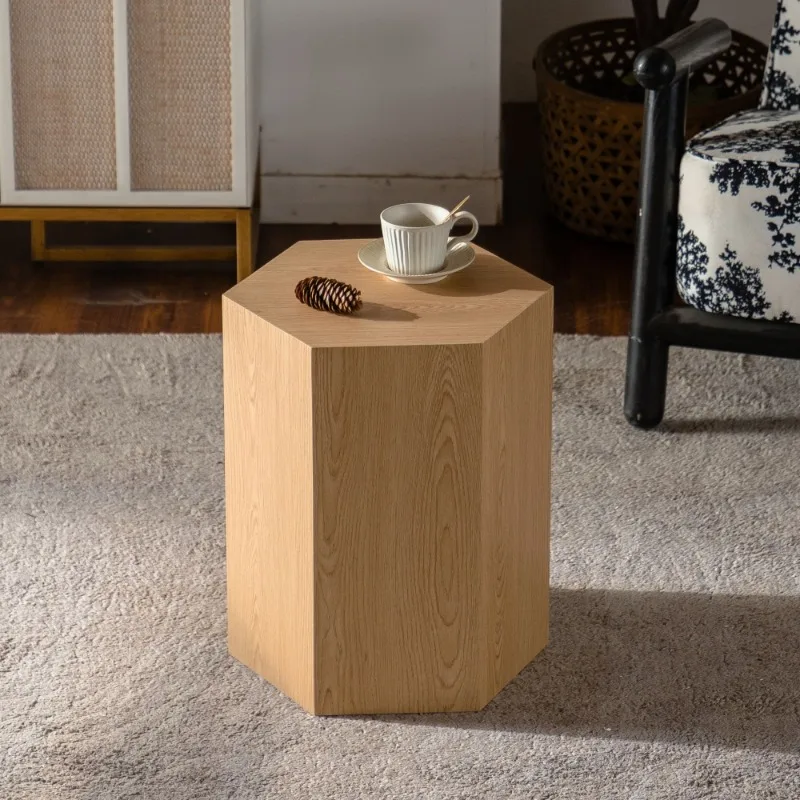

Light Oak Hexagonal Side Table Modern Wooden End Table for Living Room Bedroom Sofa Side Coffee Table Home Decor Furniture