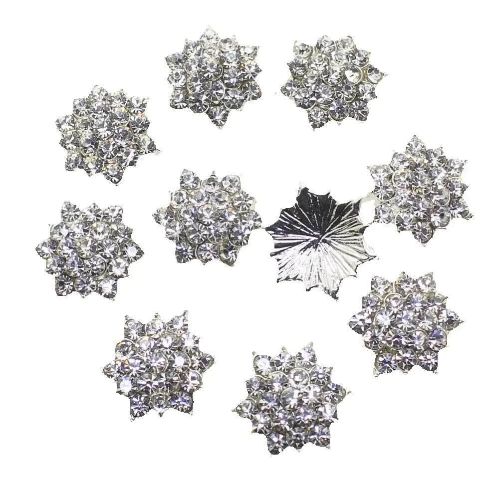 Botón de diamante Hexagonal de 17mm para niña, accesorio para el pelo, invitación de boda, 10 unids/lote