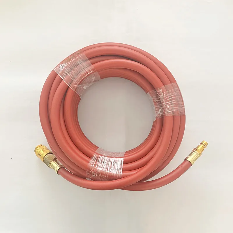 Pneumatic Rubber Hose Air Tube 12m Air Compressor Accessories with 1/4\'\' European EU Type Quick Couplers -20℃ Working Air Hose