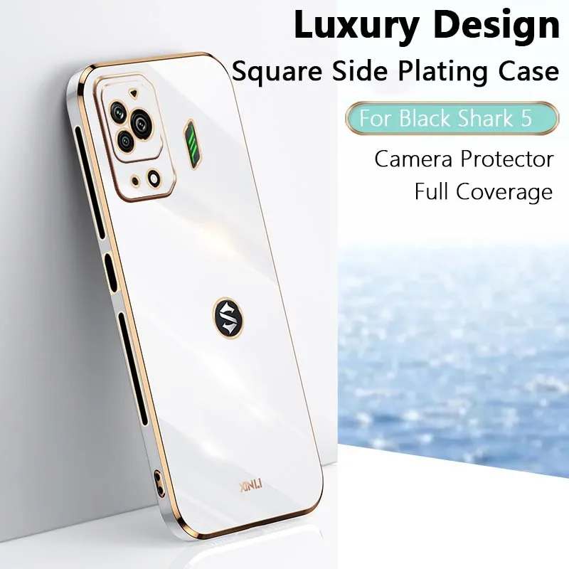 Funda de teléfono cuadrada de lujo con revestimiento para Xiaomi Black Shark 4 4S Pro 5, protección de cámara, cubierta suave de TPU para Xiaomi Black Shark 5 Pro