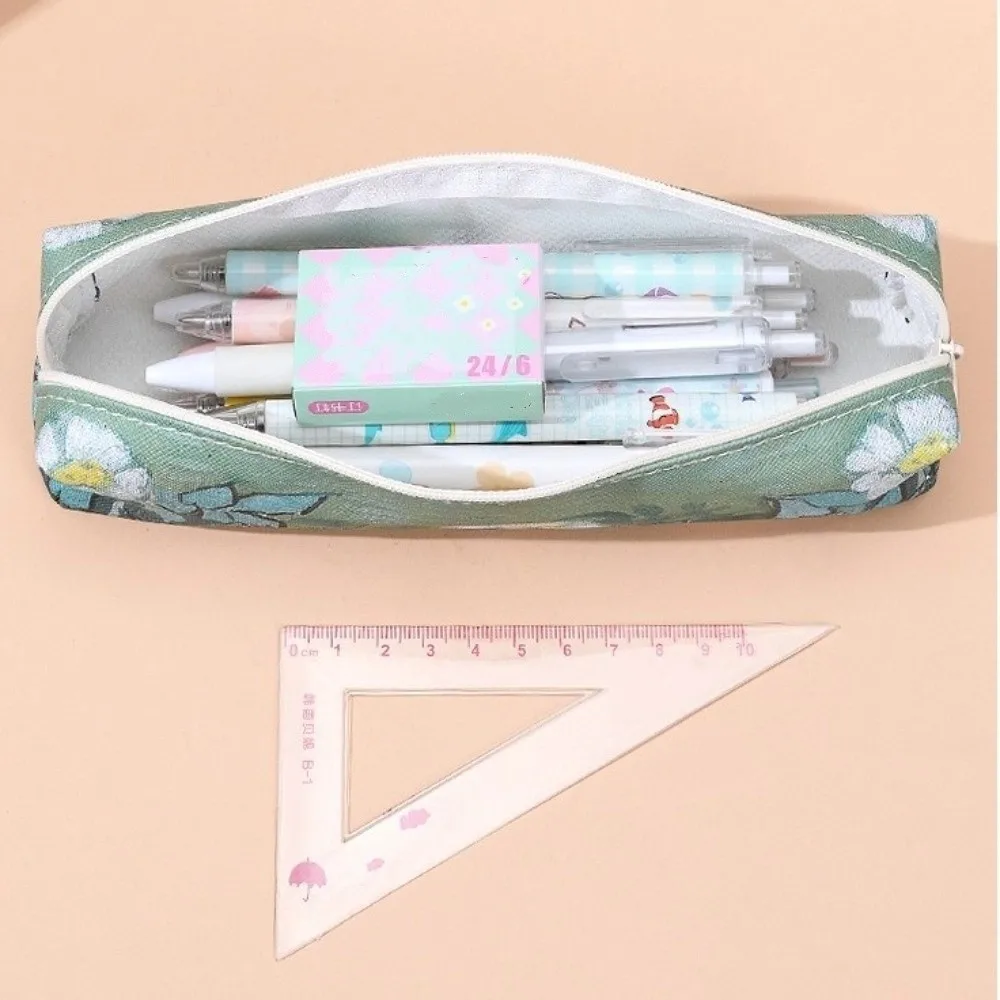 

Retro Large Capacity Pencil Case Printing PVC Pen Bag Stationery Bag Office Use