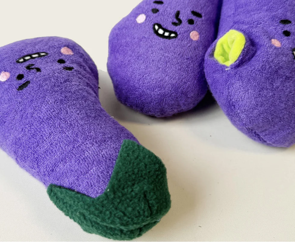 لعبة الكلب القطيفة الخضار الباذنجان جرو الحيوانات الأليفة اللعب مضغ لعبة أفخم الكلب اللعب التفاعلية الكلب ألعاب الطعام البطيء #4