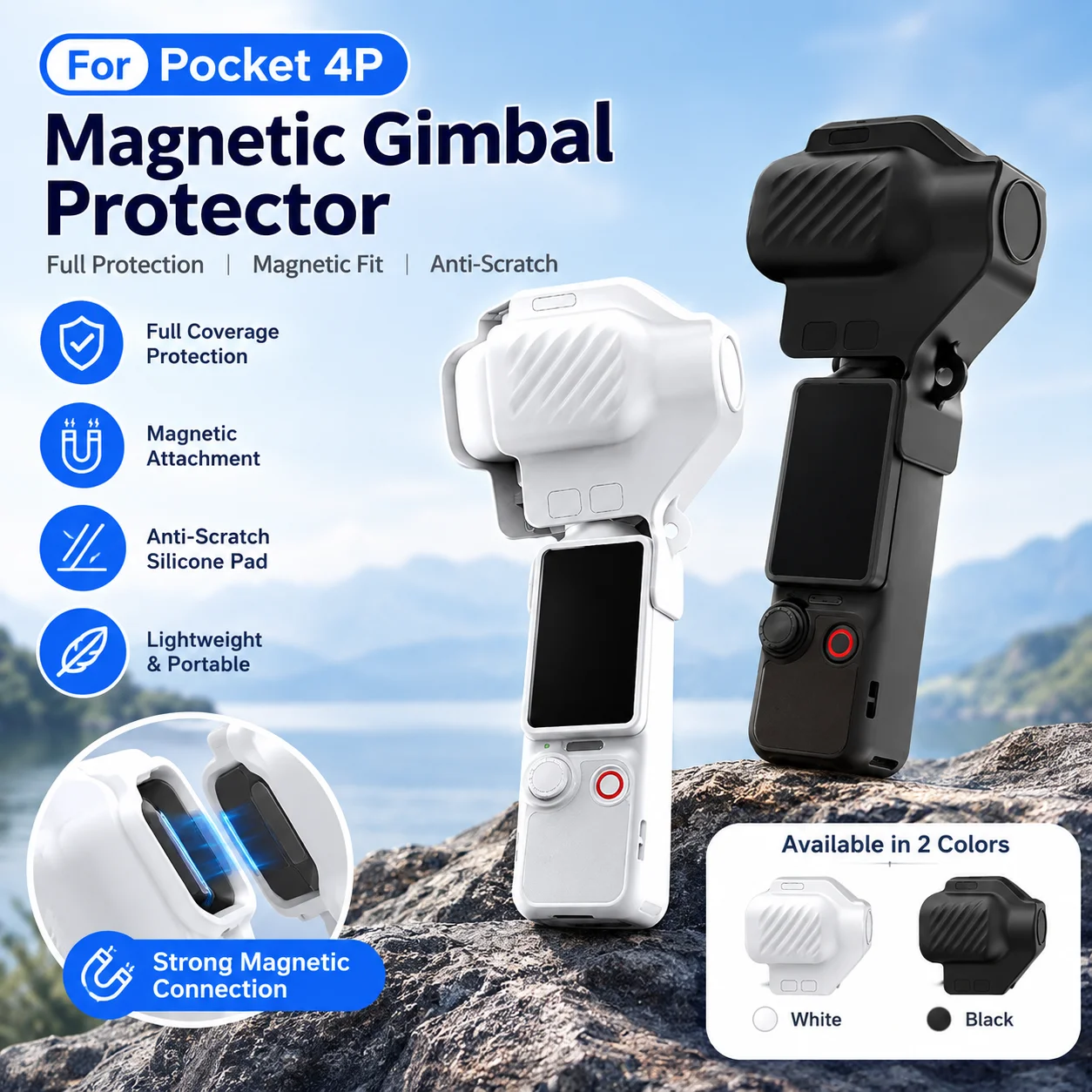 Magnetische Gimbal-Schutzhülle für DJI Osmo Pocket 4 4P, Sturzsichere Kratzfeste Objektivschutz-Kamera-Zubehör