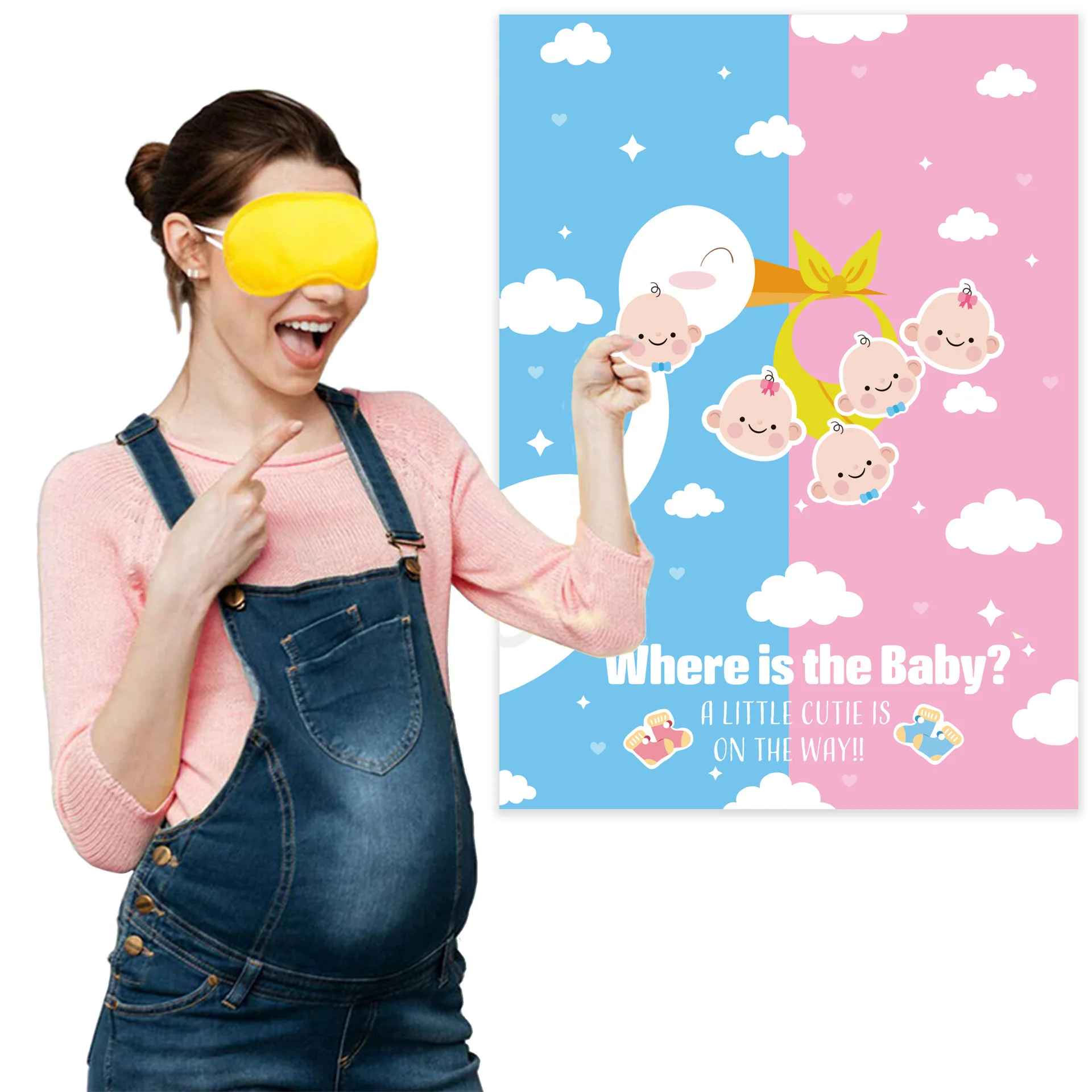 Gender Revealing Baby's Secrets Team Game Card Baby Shower Birthday Party Eye Mask Sticker