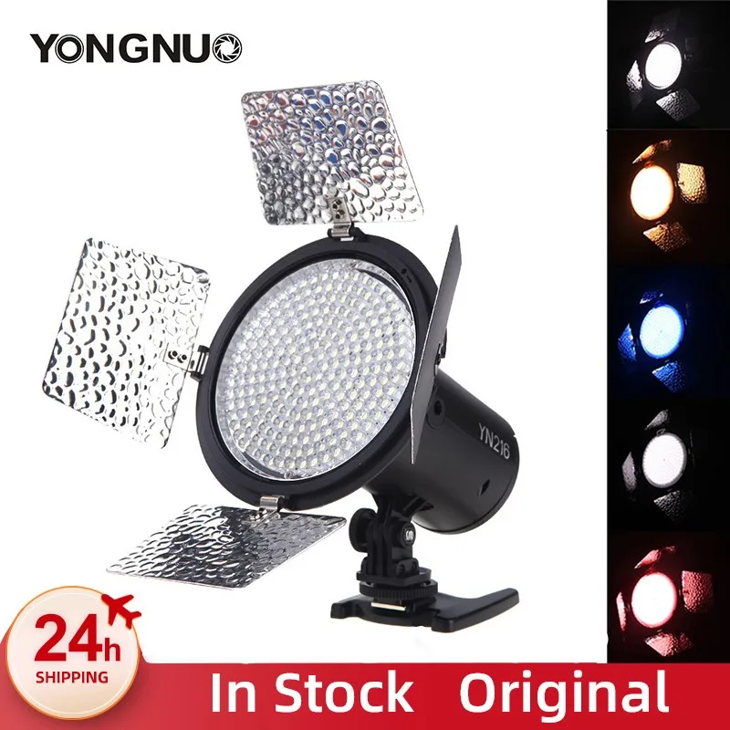 YONGNUO YN216 3200K-5500K LED Video Light with 4 Color Plates for Canon Nikon DSLR Camera Video Light Photographic Lighting