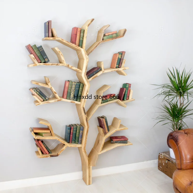 Nordic Creative Solid Wood Tree Bookshelf Shelf