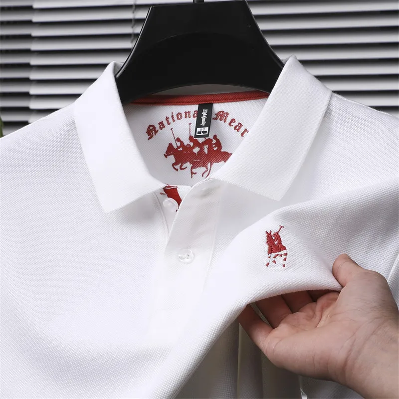 

High End Brand Summer New Men's Polo Shirt Exquisite Embroid 100%Cotton Short sleeve Business Lapel T-Shirt Casual Men's Wear