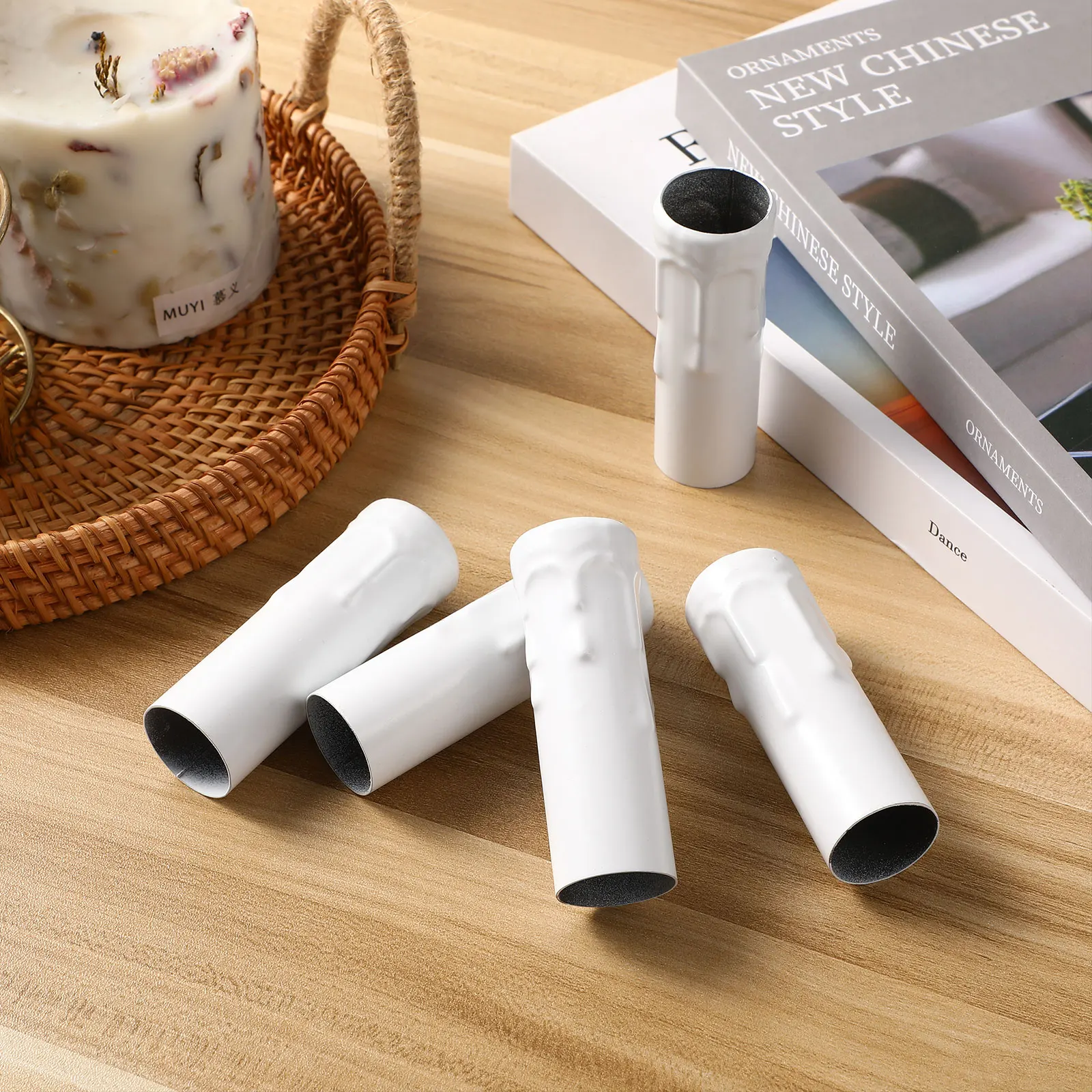 Crystal Chandelier Cover Realistic Light Base Wax Drip Iron Material LED Light Socket Covers Retro Style