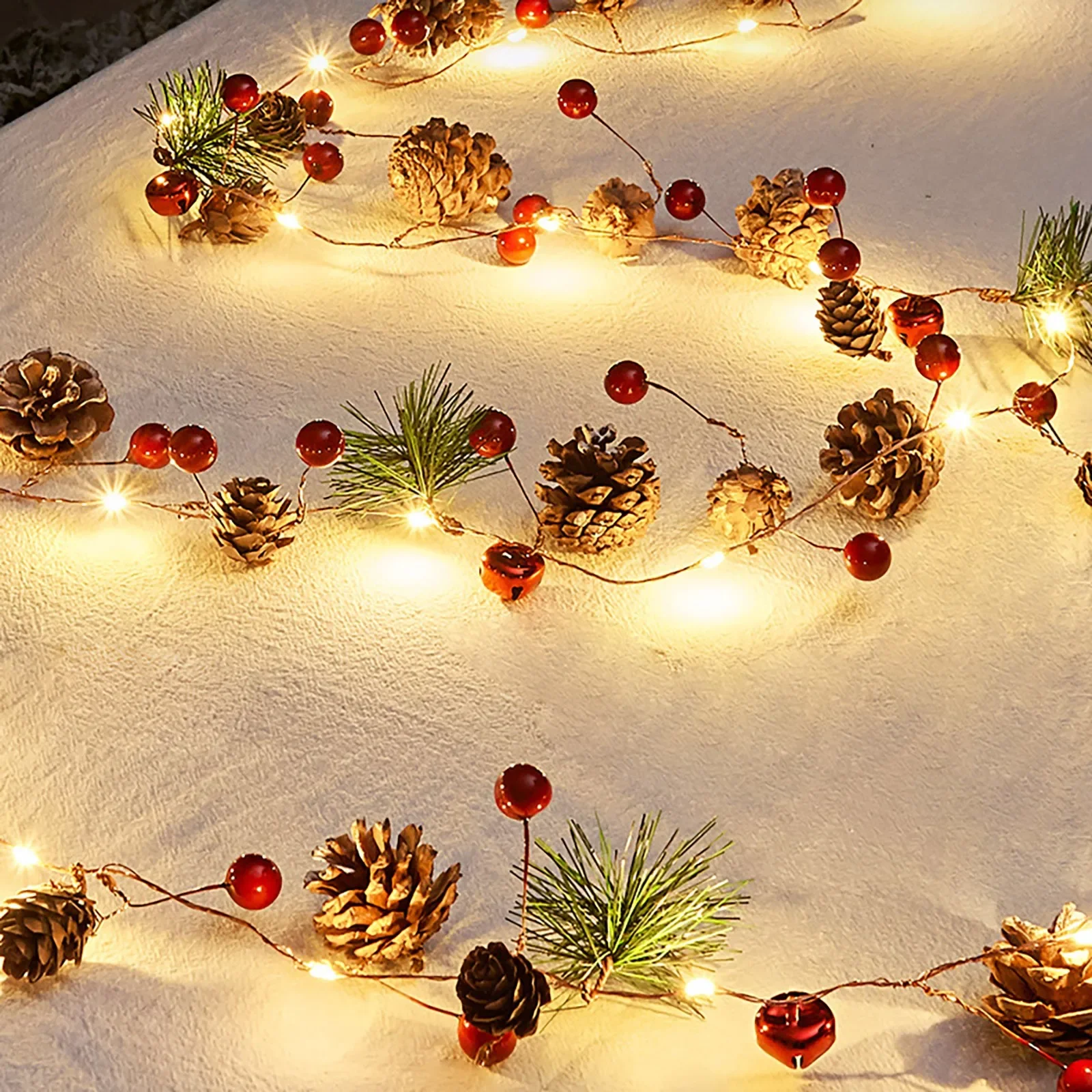 LED Pine Cone Pine Needles String Lights for Christmas Party Home Decor