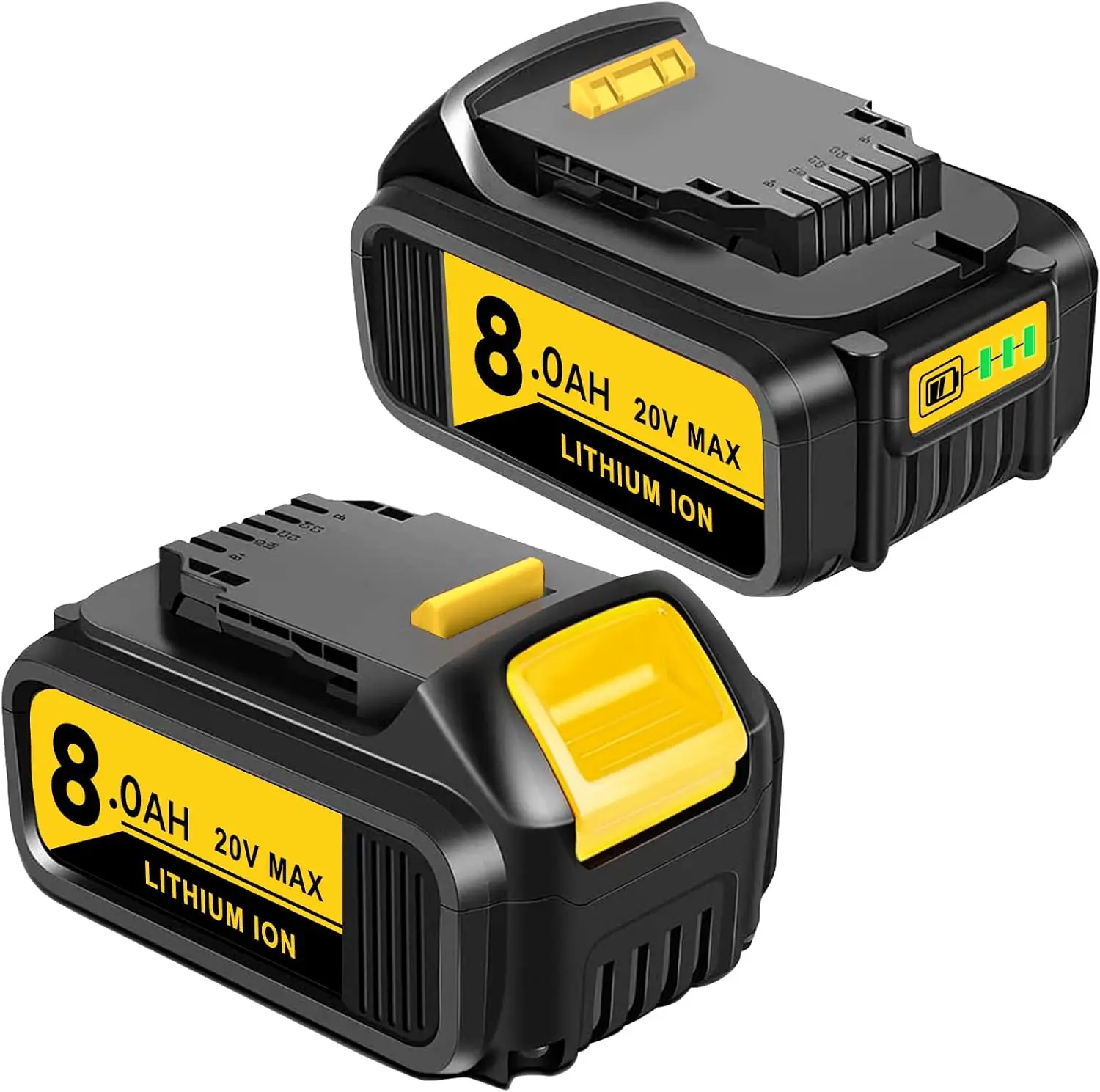 2Pack 8.0Ah 20V Lithium Battery Replacement for Dewalt 20v Battery Compatible with Dewalt Battery DCB206 DCB204 DCB200 DCB180 wi