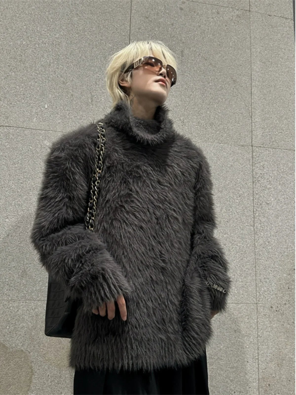 

Мужской вязаный свитер с высоким воротом, мягкий, теплый, свободного кроя, зимний, повседневный, с длинными рукавами, удобная теплая верхняя одежда