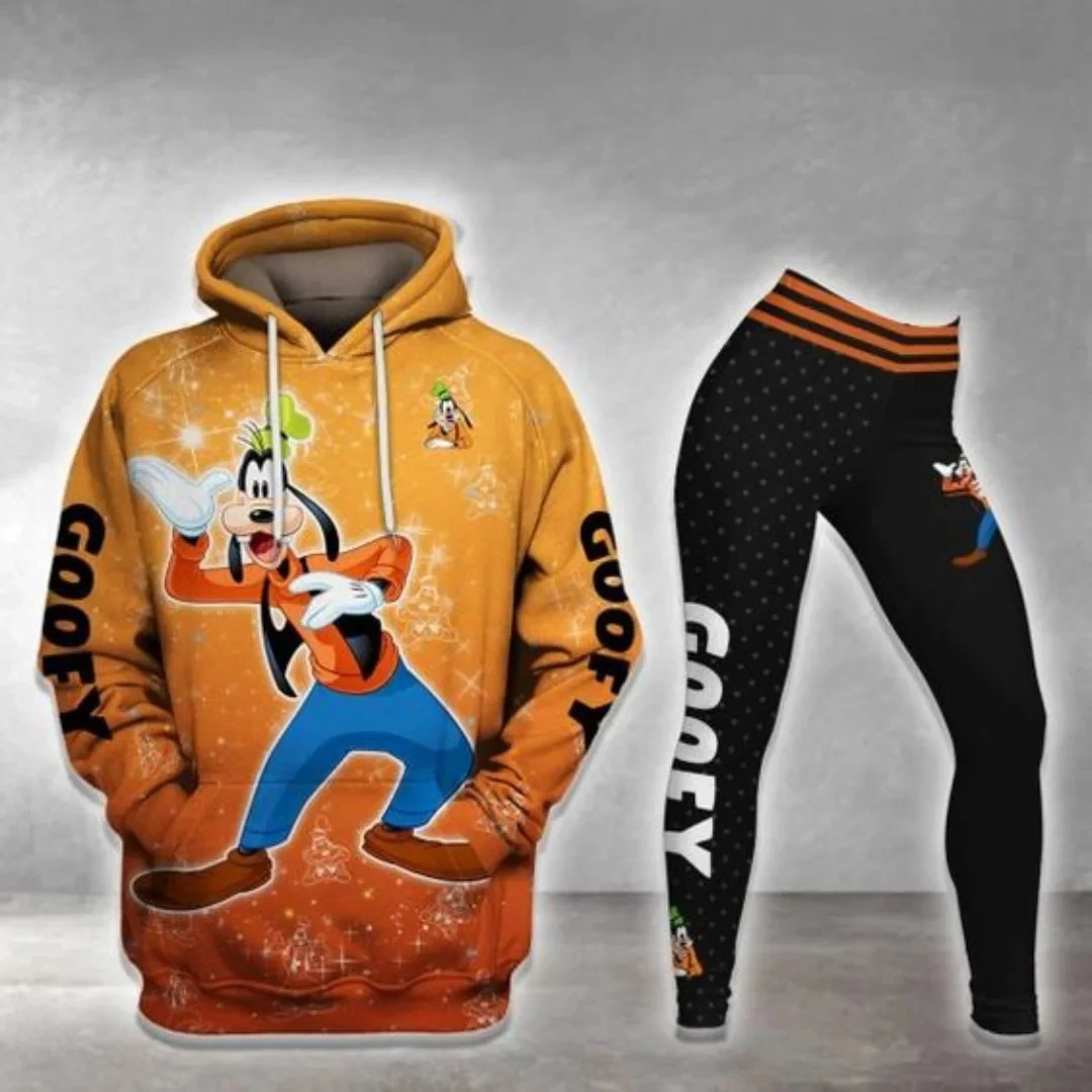 Disney-Ensemble pull à capuche et pantalon de yoga pour femme, sweat à capuche 3D, caleçon de yoga, vêtements de mode anime, nou