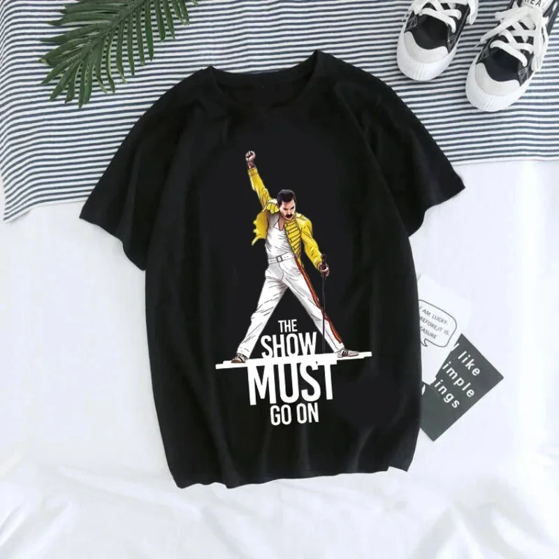 Freddie Mercury shirt Women summer short sleeve tee shirt unisex Harajuku tshirt the Queen graphic band Y2K T-shirt female 90s