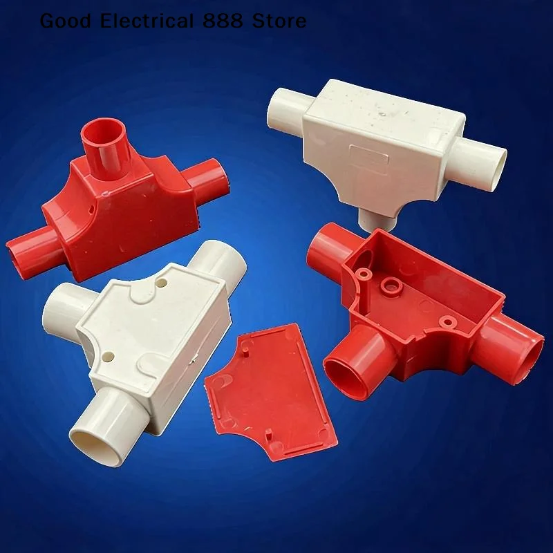 【G】PVC Three Way Conduit Junction Box Removable Cover Fire Resistant Material For Home Electrical Wiring