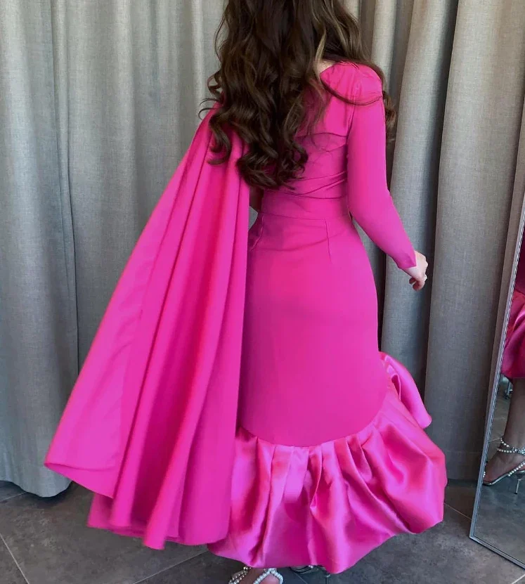 Aangepaste Moderne Stijl Klassieke Hoge Kwaliteit Jersey Ruche Plooi One-schouder Midi Jurken Quinceanera Jurken Mode Retro Exq