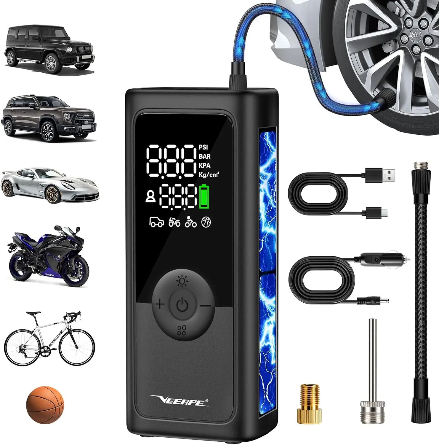 

Мини-насос для велосипедных шин Tiny Pump, электрический насос 120PSI с автоматической остановкой для электронных велосипедов и велосипедов