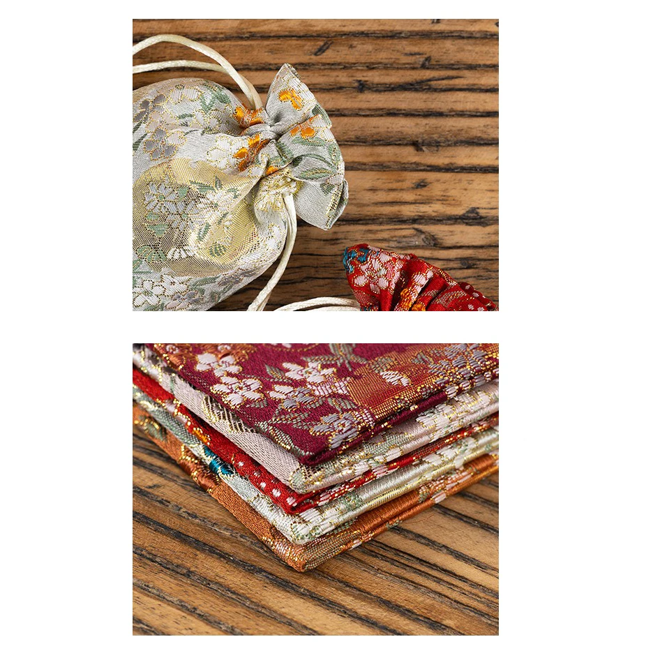 الرباط الرباط حقيبة المنسوجة النسيج الحرير الديباج حقيبة المجوهرات الأزهار التطريز حقيبة المجوهرات لينة للمنزل هدايا الفتيات