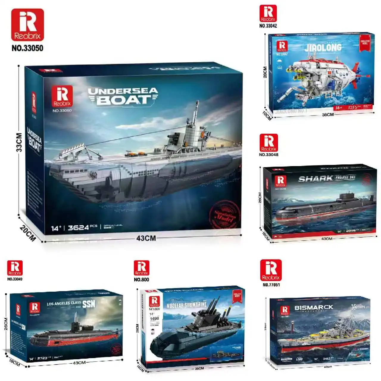 Reobrix Military Building Blocks Set,Naval Ship Submarine Model Kit,Assembly Bricks,Display Model,Christmas Gift For Adults