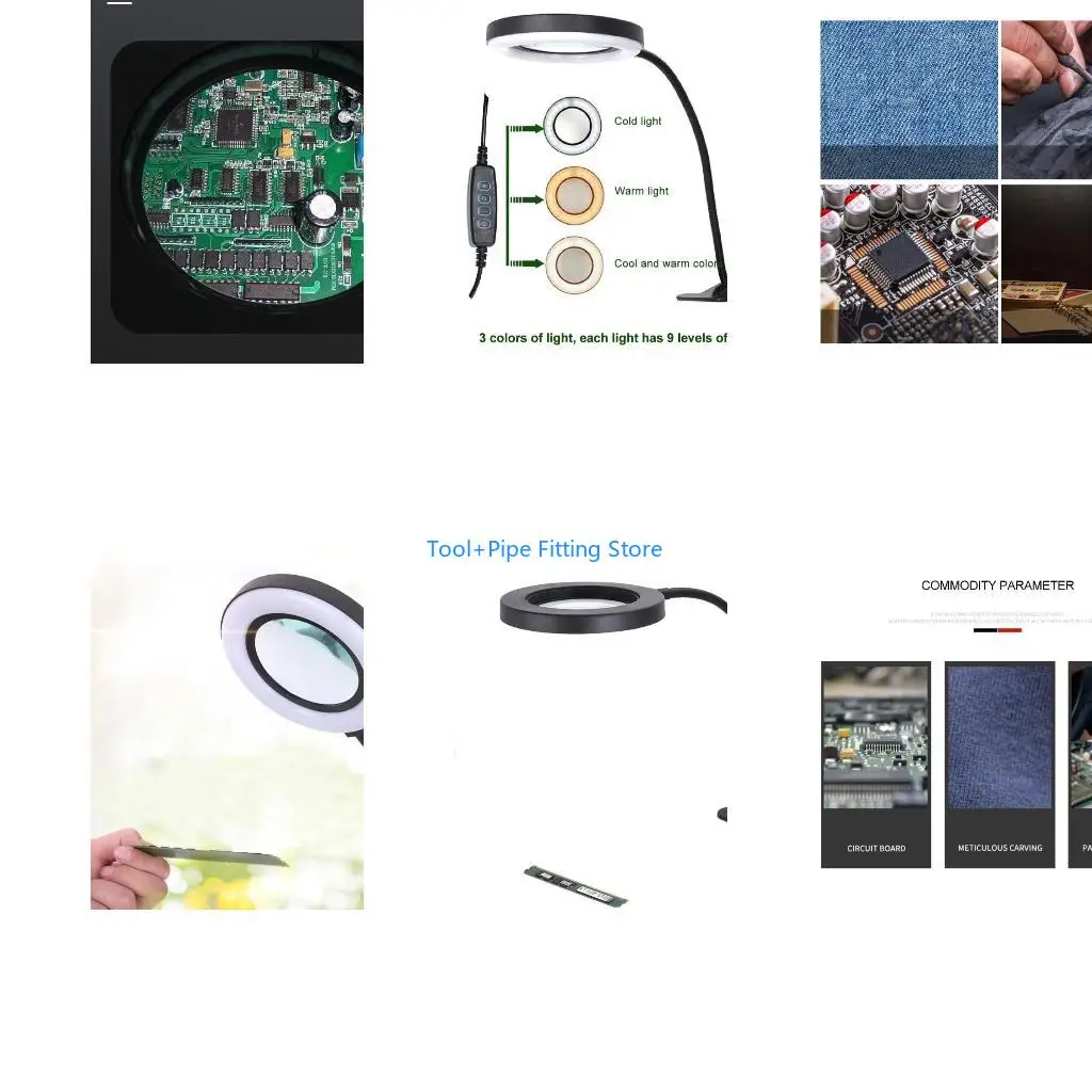 F92B 10X Table Glass with Three Level Brightness Adjustable Led Lamp Optical Lens Magnifier for Reading Repairing