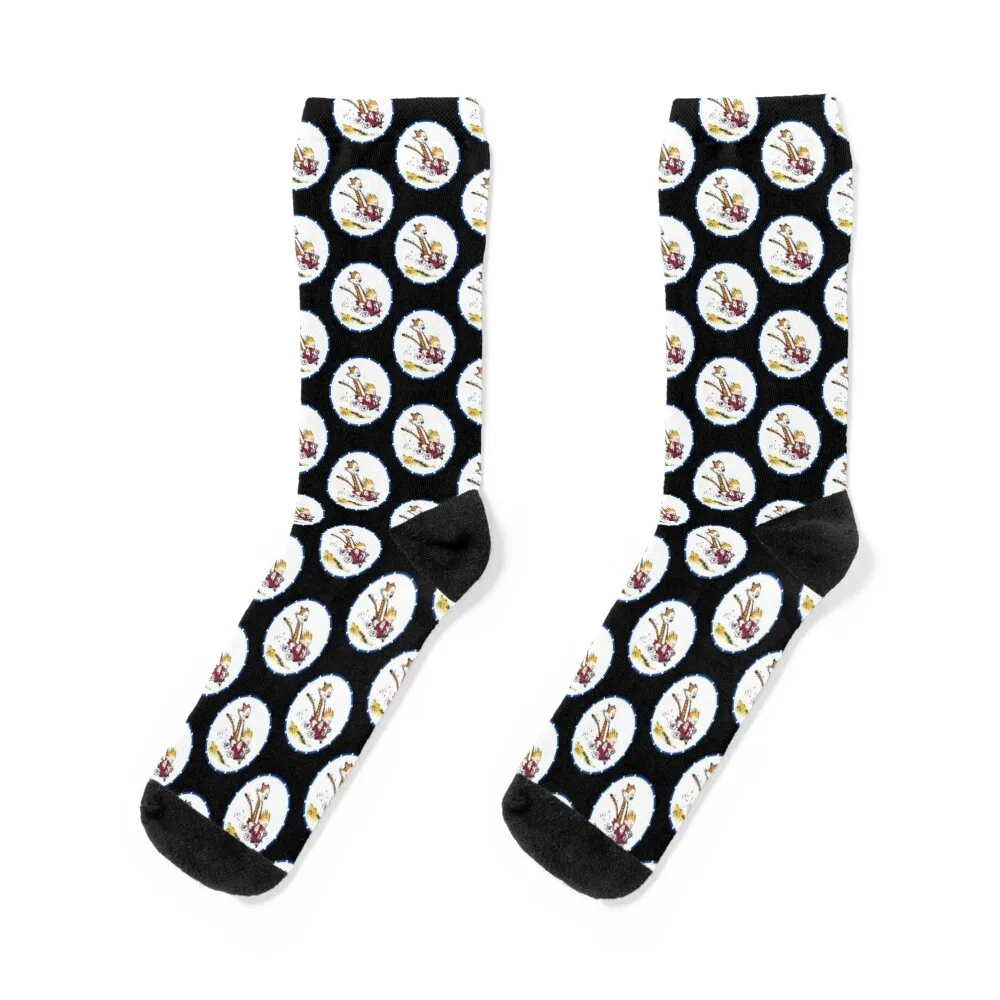 

calvin and hobbs Socks Stockings compression new year with print crazy Men Socks Women's