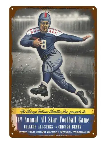 bar wall art 1947 football  vs. College  program tin sign