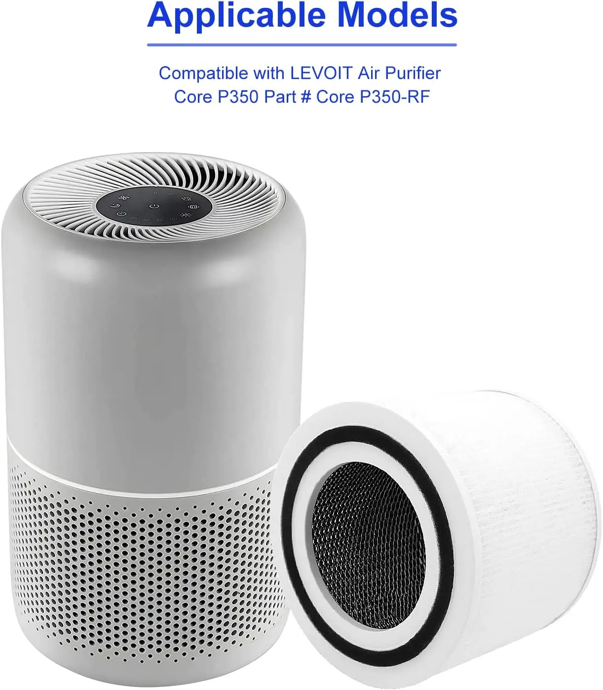 Replacement Filter for LEVOIT Core P350, H13 Grade 3-in-1 True HEPA Compatible Parts Coreless P350-RF Air Purifier Filter