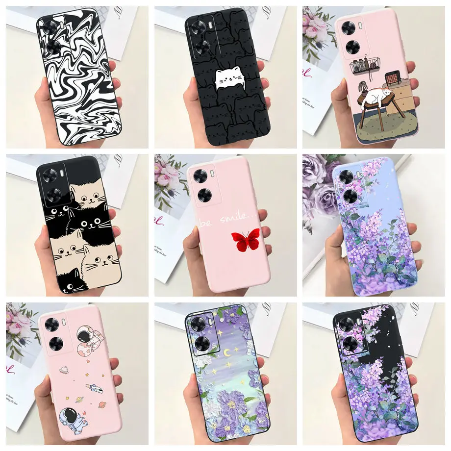 For OPPO A57 4G CPH2387 Case For OPPO A77 5G CPH2339 Soft Silicone Flower Phone Cover For OPPO A77S A57S A57e 2022 Funda TPU Bag