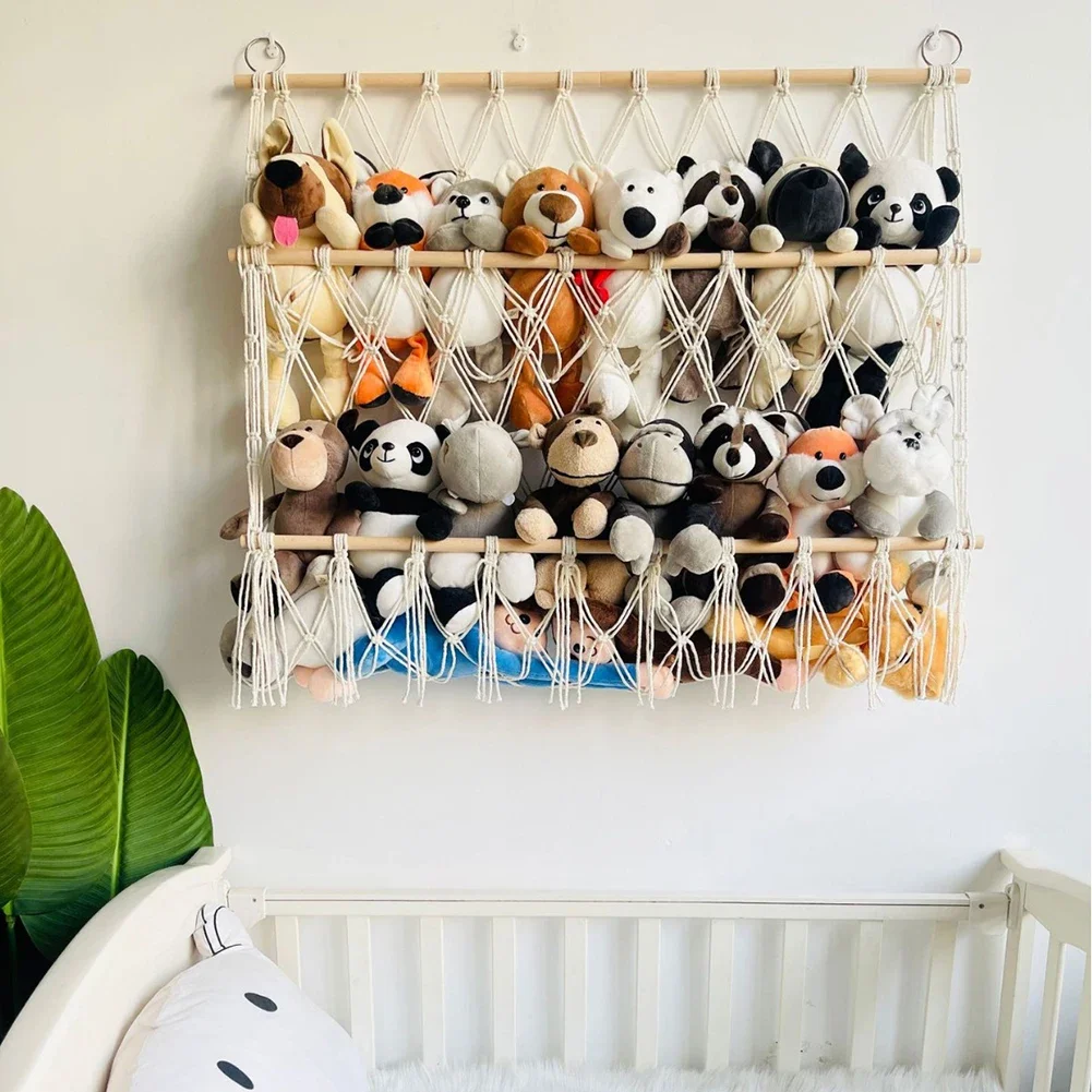Hamac de rangement pour animaux en peluche, filet pour animaux en peluche avec crochets suspendus, organisateur de jouets suspendus pour chambre