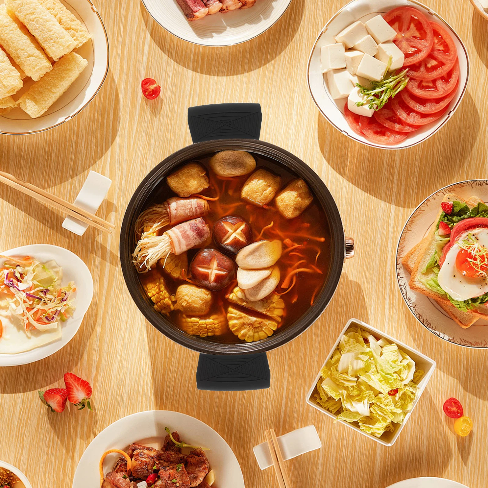 

4Pcs Silicone Pan Handle Covers Heat Resistant Non-Slip Skillet Pot Grip Sleeves Frying Pan Griddle Protector Hot Pot Holders