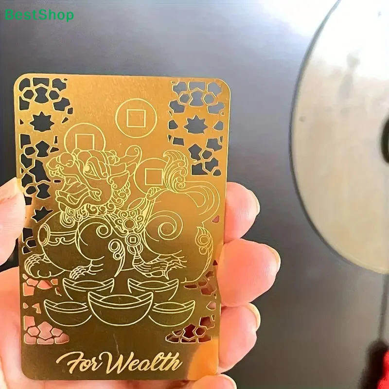 ♥Lucky PiXiu Gold Plated Wealth Card - Feng Shui Amulet for Good Fortune & Prosperity