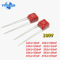 20PCS 100V CBB Polypropylene Film Capacitor 104 223 103 393 473 333 154 224 334 474 10nF  22nF 33nF 39nF 47nF 100nF 220nF 470nF