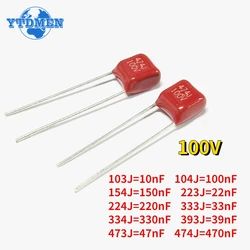 20 piezas 100V CBB condensador de película de polipropileno 104 223 103 393 473 333 154 224 334 474 10nF 22nF 33nF 39nF 47nF 100nF 220nF 470nF