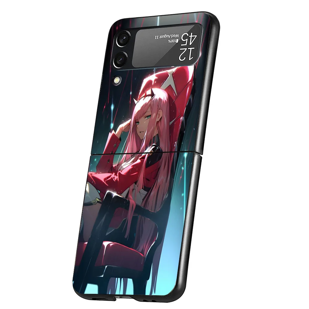 Darling In The FranXX Anime Case Phone Cover for Samsung Galaxy Z Flip 6 5 4 3 5G ZFlip6 ZFlip5 ZFlip4 ZFlip3 Black Hard Trend F