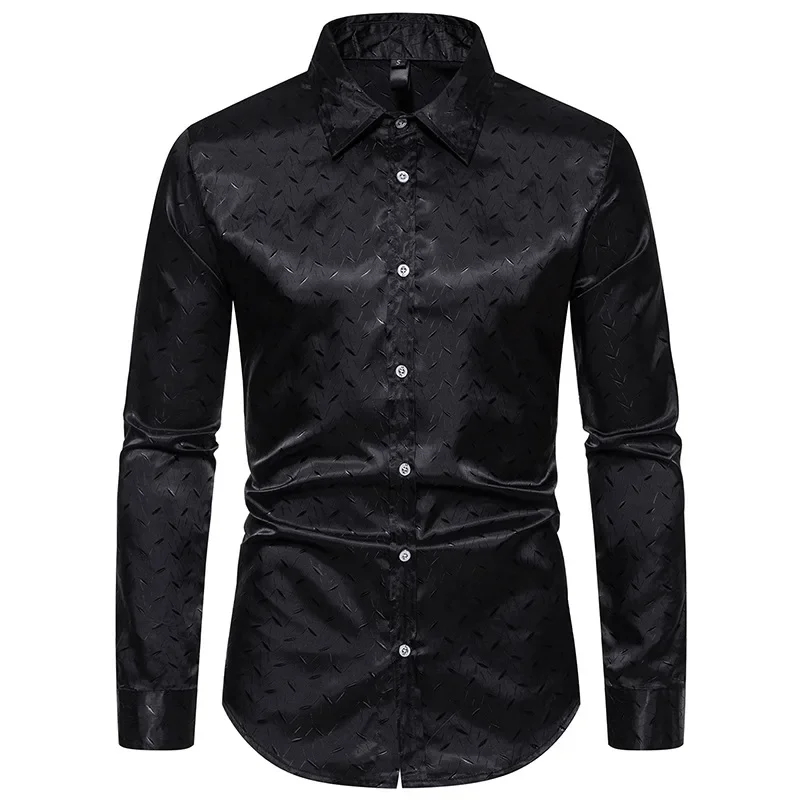 Camisa masculina de botão de manga comprida, camisa casual, gola sem rugas, ajuste regular, nova